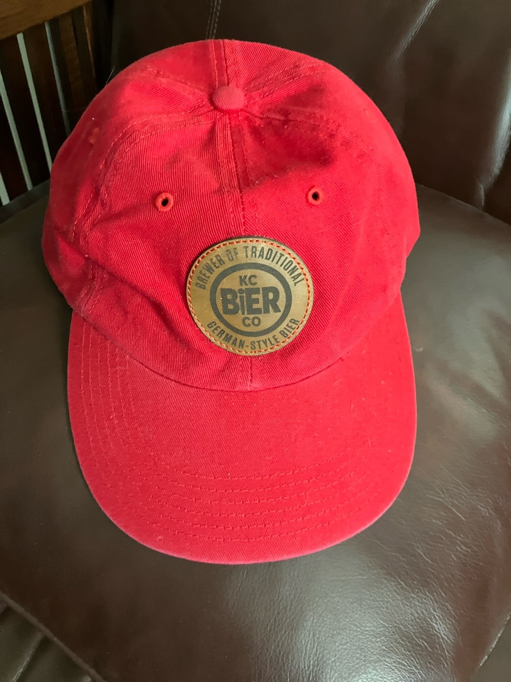 Red KC Bier cap adjustable 100% cotton German style microbrewery